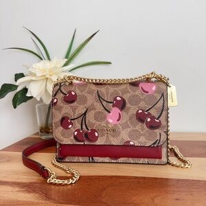 NWT Coach‎ Mini Klare Crossbody Bag In Signature Canvas With Cherry Print